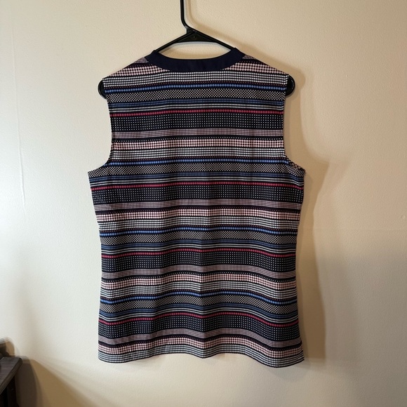 Talbots Blue and White Mandarin Collar Blouse - Picture 2 of 5